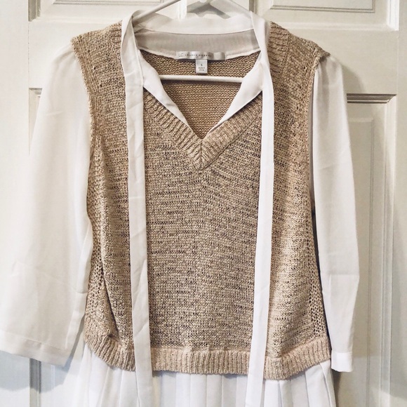 LC Lauren Conrad sweater vest and polyester blouse - Picture 2 of 7